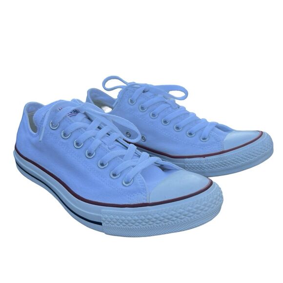 White Canvas Low Top CONVERSE All Star Tennis Shoes, Men's 9 / Women's 11 - Picture 1 of 10